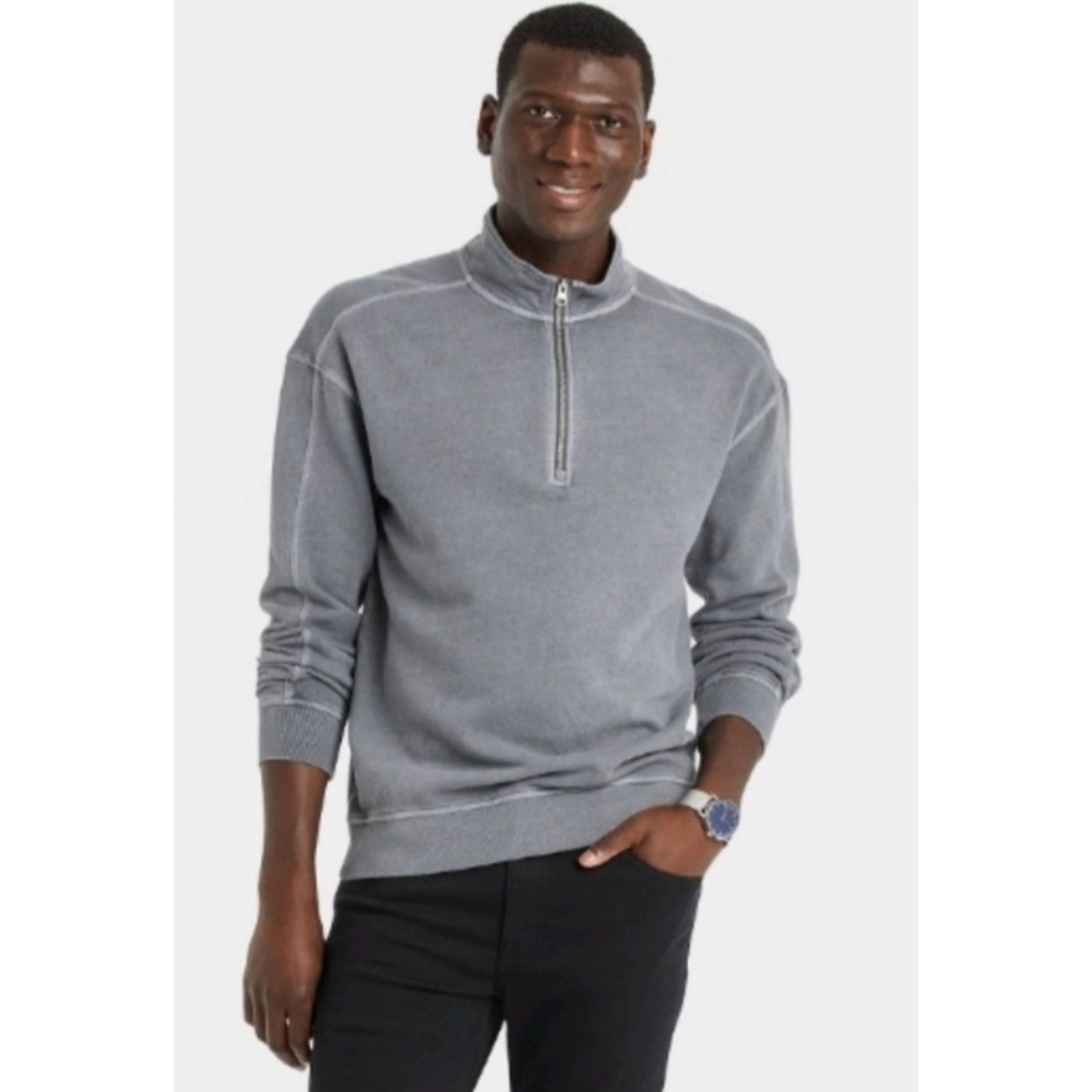 NEW Goodfellow & Co. 1/4 Zip Garment Dyed Sweatshirt